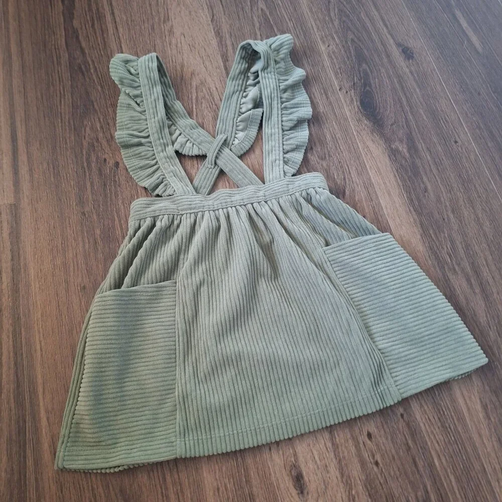 💙 Wonder Nation Girls Soft Thick Corduroy Overall Dress Size 4T Fall Winter Cla